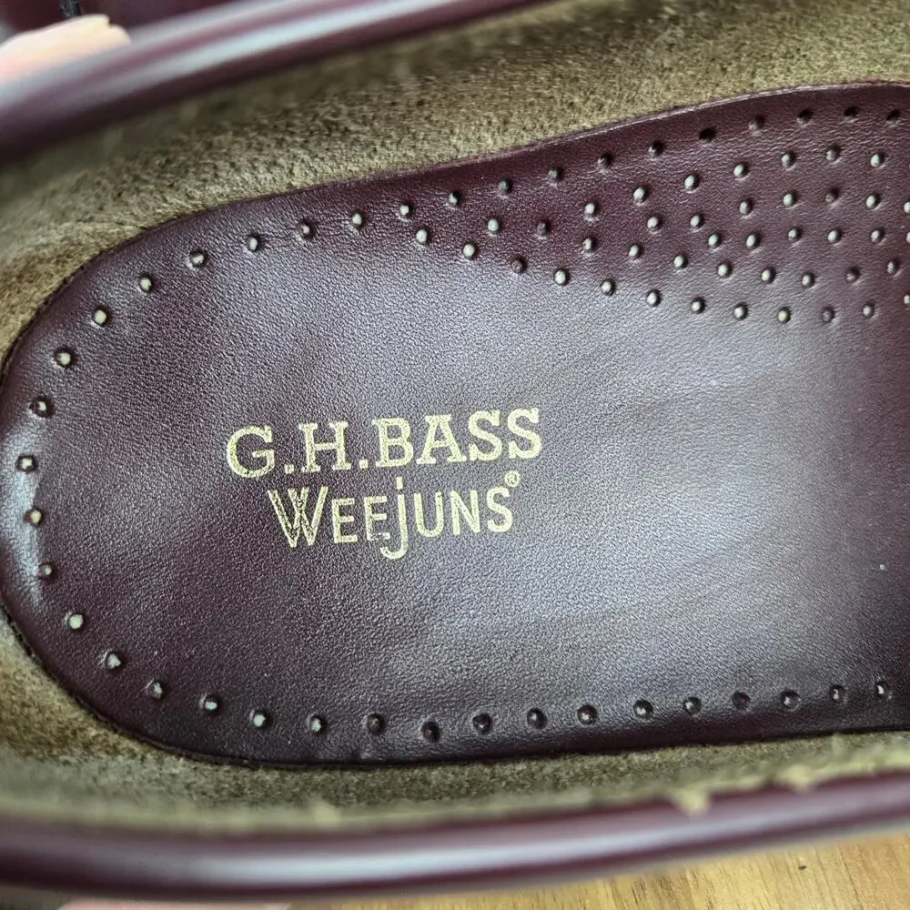 G.H. Bass & Co Weejuns Mens 13D Layton Burgundy Leather Kiltie Tassel Lug Loafer